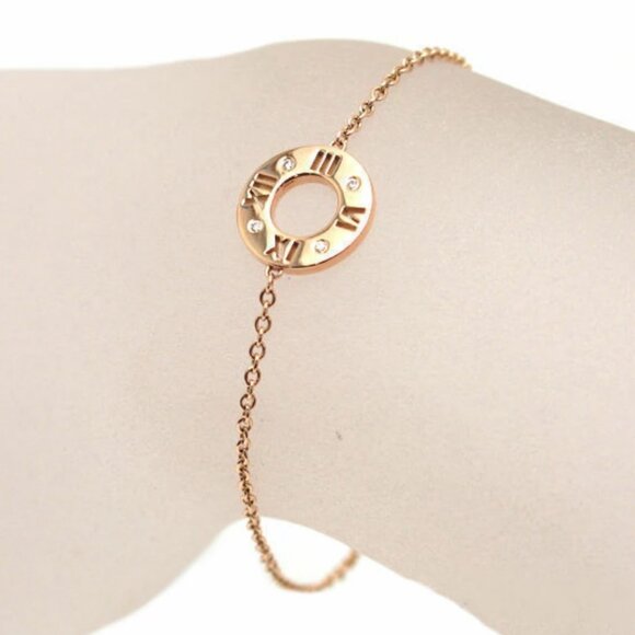 Tiffany & Co. Diamond Atlas Circle Round Bracelet 6.3" 18K Rose Gold Auth - Picture 1 of 6